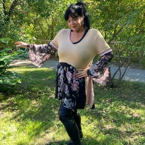 L to 2xl flowing tunic, upcycled one of a kind.